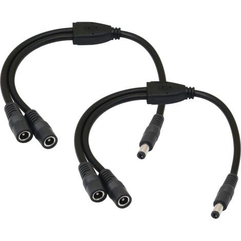 5.5/2.1MM 12V DC câble d'alimentation Splitter 1 mâle à 2 connecteurs Femelles CCTV DC Splitter 1 mâle à 2 Splitter câble Femelle (0,3M) (1/4)