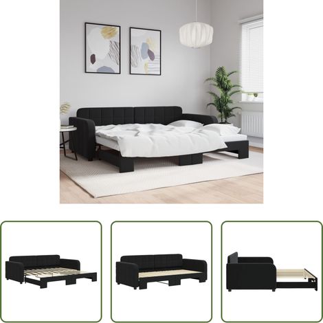 vidaXL Doppelbett - Tagesbett Ausziehbar Schwarz 90x190 cm Samt (1/5)