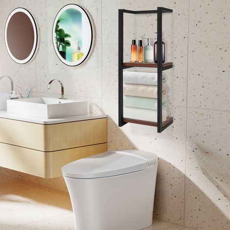 Estante de almacenamiento para baño de 2 niveles, toallero de baño, estante de almacenamiento para toallas de baño (1/5)