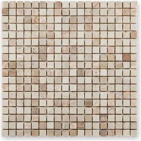 Mosaïque pour sol en marbre et travertin – Dimensions 30.5x30.5x0.7cm – Prix à la pièce – Pour chantiers humides – Barwolf