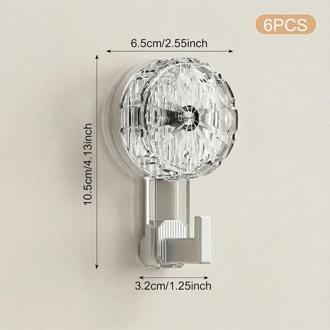 Set di 6 ganci a ventosa super resistenti, ganci riutilizzabili per asciugamani, per bagno, cucina, doccia. (1/5)