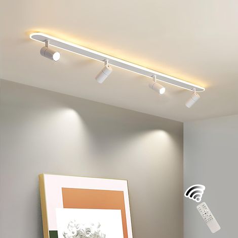 Ganeed Modern LED Ceiling Light with 4 Spotlights, Dimmable 58W Linear Ceiling Lamp Fixture with Remote, 43.3in Upgraded Flush Mount Ceiling Chandelier Lighting for Bedroom Closet Hallway (White) (1/5)