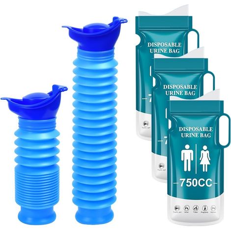 2pcs Portable Retractable Urinal 750ML with 3 Urine Bags (1/5)