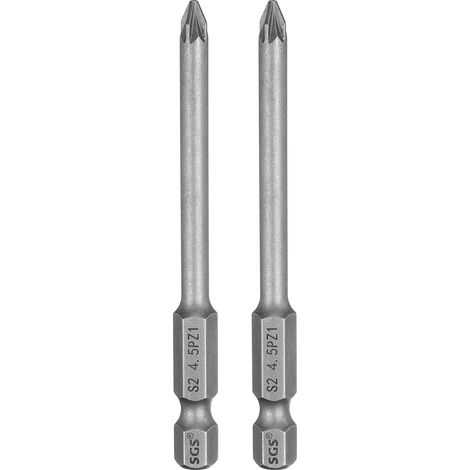 2 pièces PZ1 Embout de tournevis 1/4" queue hexagonale 75 mm/3" de longueur, embouts hexagonaux magnétiques Phillips à fente en acier S2 pour perceuses (1/5)
