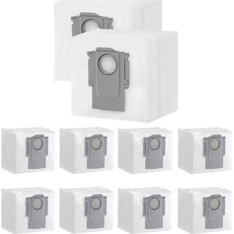 ALOVEZ Lot de 10 sacs à poussière pour Xiaomi Roborock S7 Max Ultra / S7 Pro Ultra / Q7+ / Q7 Max+ / Q5+ Station d'aspiration robot aspirateur 3 l grande capacité Sac de rechange jetable,Filtre Brosse