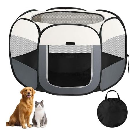 Dog Playpen, Kitten Playpen, Dog Cat Cage Indoor Outdoor Portable Dog Cage, Oxford Fabric Puppy Playpen, Cat Enclosure with Carry Bag, Rabbit Pet Enclosure for Travel Camping (1/3)