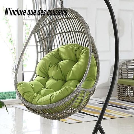Cellfast – Coussin pour fauteuil suspendu œuf – Oreiller lavable – Épais 10 cm – Dimensions 120x80 cm – Pour intérieur et extérieur – Vert (1/4)