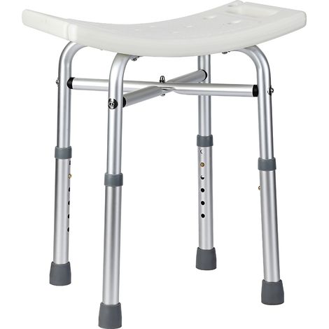 Chaise de douche/tabouret de bain médical antidérapant, facturer 227 kg (500 lb), hauteur réglable, cadre aluminium léger antirouille, renforts en X, assise rembourrée, montage sans outil – Couleur : (1/5)