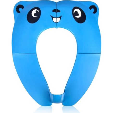 Réducteur de toilettes de voyage pour tout-petits - siège de toilette imprimé - housse de siège de toilette - siège d'apprentissage antidérapant - matériau ABS - motif panda bleu - 36 x 29 x 2,5 cm bl (1/5)