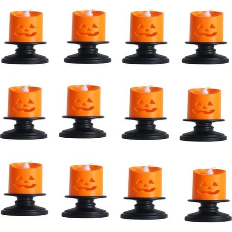 Bougies sans flamme avec minuterie (4 à 8 unités), décoration style Halloween, idéales pour créer une ambiance festive (1/4)