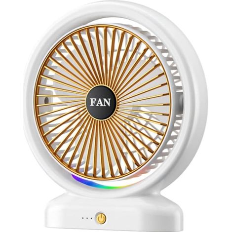 TRADE SHOP - Ventilatore Da Tavolo Usb Ricaricabile Con Circolatore D'aria A Luce Colorata 3 Velocità - (1/5)