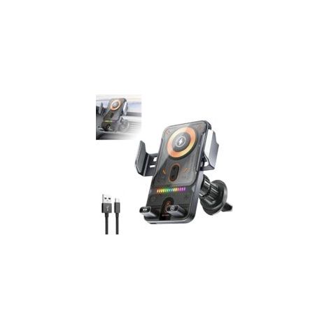 Support de téléphone de chargeur de voiture sans fil 15 W, support de voiture à induction électrique, rotation verticale de l'écran, bouton de déverrouillage, installation de grille d'aération pour (1/5)