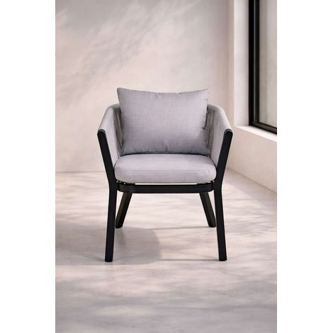 Virya Chaise de jardin avec support d'assise, noir. (1/3)