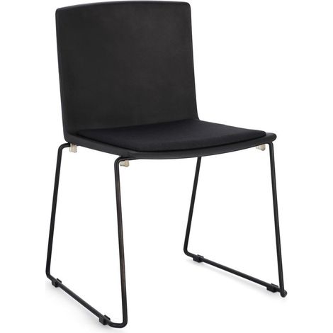 Sedia Giulia con seduta in plastica, per arredo interno 43,5 x 50 x h 79 cm -Nero / Nero / Confezione da 2 pezzi (1/4)