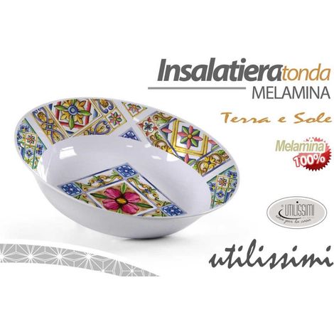 Insalatiera Ciotola Tonda in Melamina Decoro Terra e Sole 33 cm