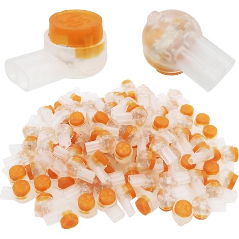Connecteur Telephone, UY2 Connecteur, Orange Transparent Connecteur Fil Telephone, Connecteurs de Câble 2 ports / 2 noyaux (100 pièces) (1/5)