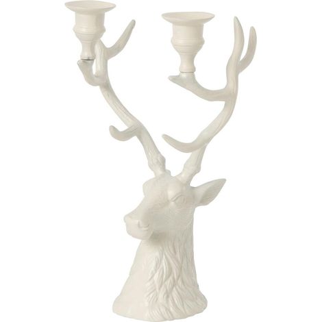 Chandelier Tête de Cerf "Yasmine" 34cm Blanc (1/2)