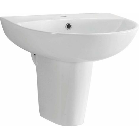 Orbit Viva Basin with Semi Pedestal 450mm Wide - 1 Tap Hole (1/2)