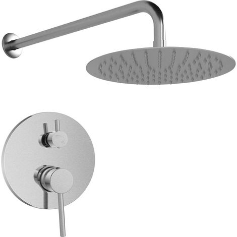 Set doccia ad incasso con miscelatore braccio 35 cm e soffione 25 cm in acciaio inox satinato York (1/5)