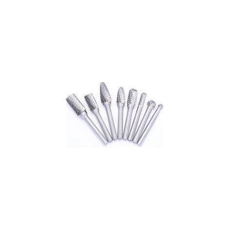 8 pièces tête carbure de tungstène Double coupe ensemble de fraises rotatives pour le travail du bois gravure meuleuse sculpture ensemble de fraises