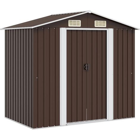 Garden Storage Shed Brown 204x132x186 cm Steel vidaXL