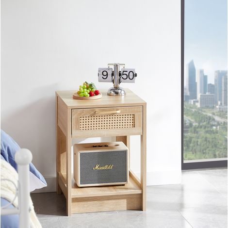 Comodino in rattan con cassetto, 55 x 40 x 40 cm, MDF naturale HAVRYA (1/5)