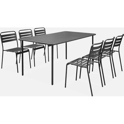 Set tavolo da giardino in acciaio con 6 sedie, 160cm