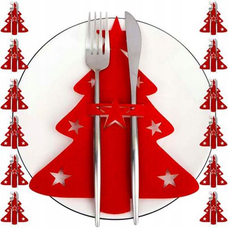 Copriposate decorativo a forma di albero di Natale, colore rosso, confezione da 12 pezzi. (1/5)