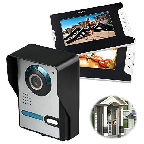 Video Türsprechanlage Türklingel Intercom System, Türsprechanlage mit 7 Zoll 2-Monitor 1-Kamera Für 1-Familienhaus, Farb-TFT-LCD IR-Kamera Nachtsicht, Elektroschloss-Steuerfunktion