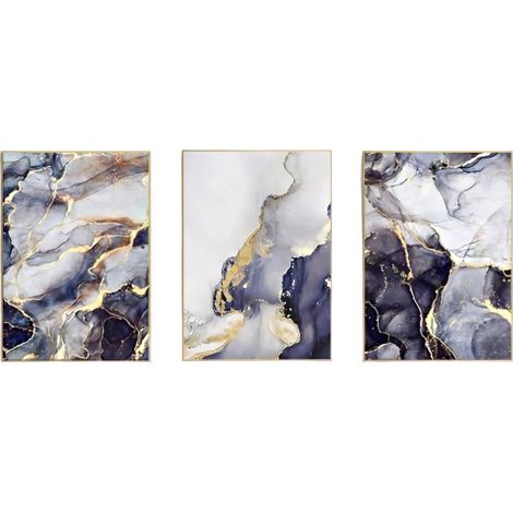 Quadri Parete Astratti Pittura Inchiostro Estetici Set 3 60x90 cm (1/5)