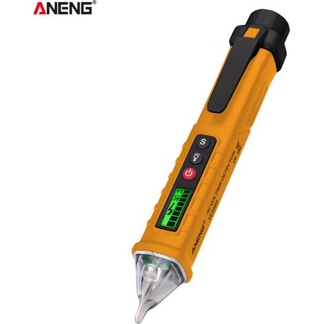 ANENG VC1010 rilevatore di tensione senza contatto, sensibilità variabile 12–1000 V, display LCD, segnale acustico + spia luminosa (nero) (1/5)