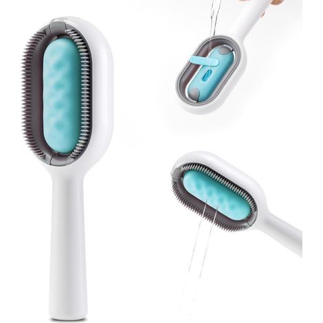 Brosse à eau pour chats et chiens, brosse de bain 4 en 1 pour le toilettage des animaux, brosse de nettoyage 2 en 1 pour chats, peigne pour chats mouillés, peigne d' pour animaux avec réservoir d'eau (1/5)