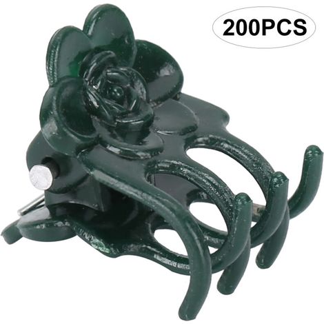 200Pcs Attaches pour Tiges de Fleurs en Forme de Rose, Support Jardin pour Plantes, Accessoire de Fixation Vert