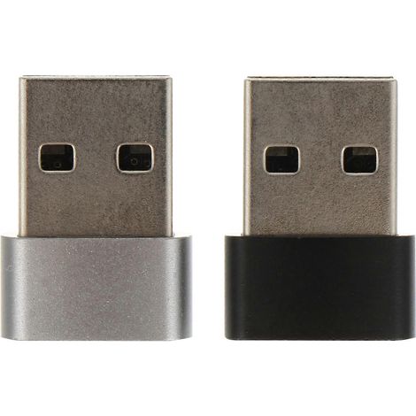 Lot de 2 adaptateurs USB 2.0A mâle vers USB-C femelle, convertisseur portable pour téléphone et ordinateur portable-2x1.5x0.68cm (1/3)