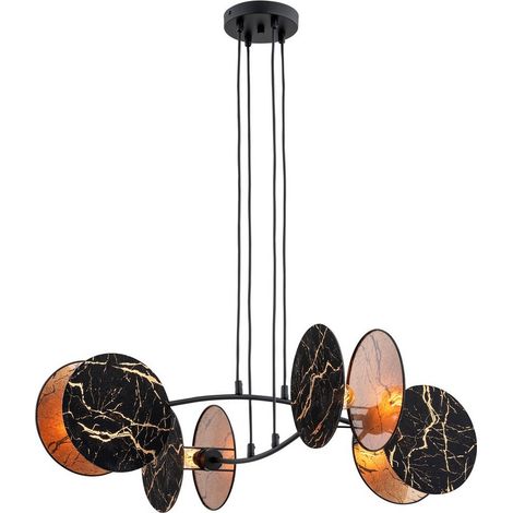 Lampada a Sospensione Motif, Acciaio verniciato a polvere, Nero, Oro, 82x100x70 cm (1/5)