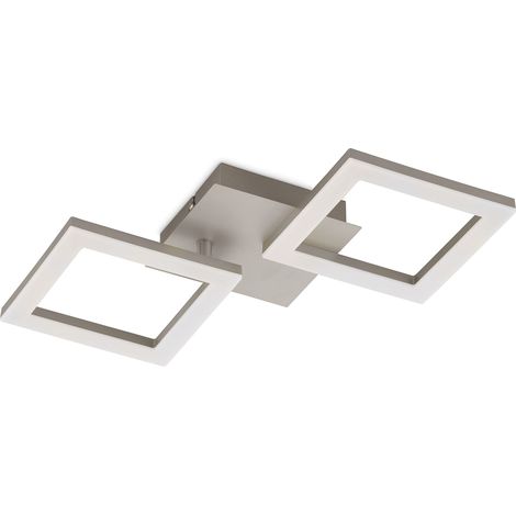 Eglo Huerta Plafoniera LED da soffitto, lampada da soggiorno, plafoniera a 2 luci, lampada da cucina in metallo argentato e plastica bianca, bianco caldo, 47 cm (1/4)