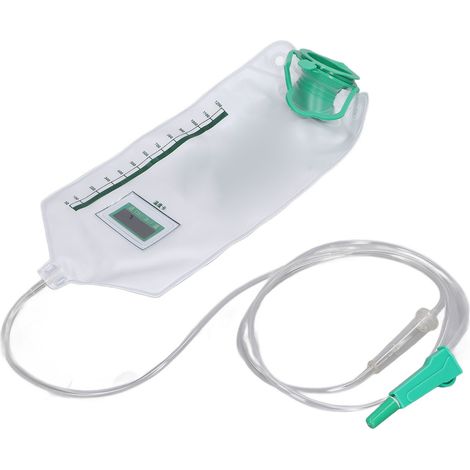 Kit de poche à lavement réutilisable grande capacité (1200 ml) avec 10 embouts pour lavement à domicile.