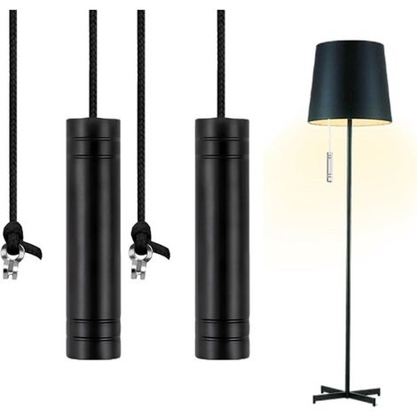 2er-Pack Badezimmer-Lichtschalter mit Zugschnur (1,5 m, schwarz), universelle Metallzugkette für Ventilatoren und Jalousien. (1/5)