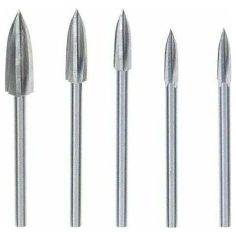 5 Pièces Fraise Outils De Sculpture Gravure Foret Ensemble Bois Carbure Solide Meulage Fraise En Acier Couteau Pour Bricolage Travail Du Bois Sculpture Gravure Et Forage Argent (1/5)