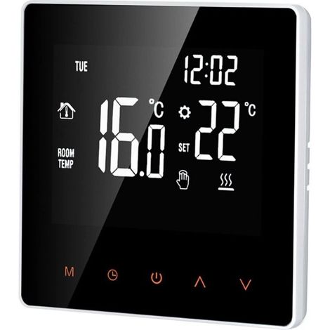 16A Digital Thermostat - LCD Screen - Touchscreen - Programmable - For Home, School, Office, Hotel, White (1/4)