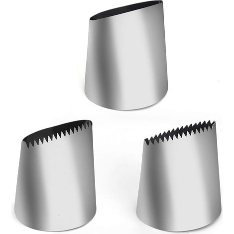 3pcs Grandes Douilles à Pâtisserie, Acier Inoxydable Kit de Douille Glaçage Douille Décoration de Gâteaux Outils Pâtisserie et Fournitures pour Pâtissiers Débutants (1/5)