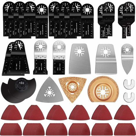 120 Pièce Lames de Scie, Accessoires d'Outil Multifonction Oscillant pour Bois, Plastique et Métal avec Triangles de Ponçage pour Skil Ridgid Craftsman Tacklife Ferm Wen Hi-Spec (1/5)