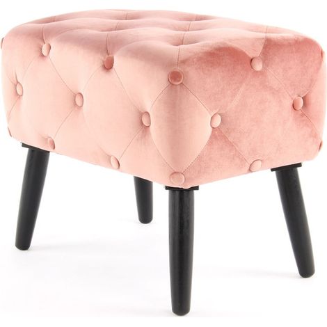 Panca pouf Piano in velluto rosa con bottoni decorativi (1/3)