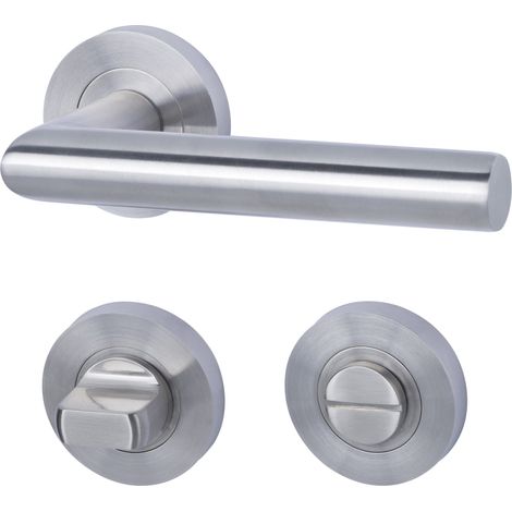 Poignée de porte de salle de bain 9 R Chromé/acier inoxydable satiné pour porte de salle de bain avec verrou de verrouillage