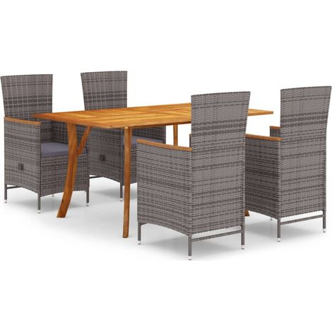 Juego de comedor para jardín 5 piezas gris vidaXL (1/5)