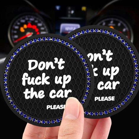 Porte-Gobelets Voiture Universels en Silicone Strass Cristal Anti-Dérapant, Set de 2 Coasters Automobile, Accessoire Intérieur Auto Décoratif (1/4)
