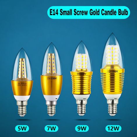 Lot de 4 Ampoule bougie LED E27 12W pointe dorée lumière chaude sans scintillement (1/5)