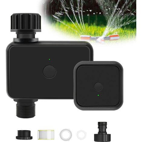 Minuterie d'arrosage Système d'arrosage automatique à sortie unique Irrigation avec contrôle APP/retard de pluie/eau étanche IP55 manuelle pour piscine, jardin, pelouse, serre Passerelle Wi-Fi