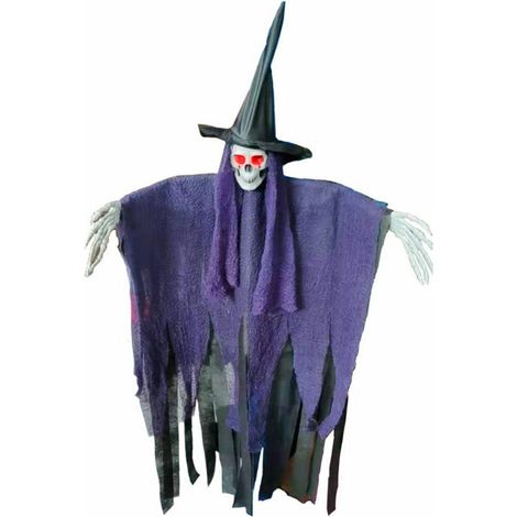 Halloween hängende Geisterdekoration, hängendes Skelett, gruselige Requisiten, Augen können leuchten, Haunte House Skull Pendant Flying Ghost Senue Requisiten für Haus, Hof, Party, Bar (1/5)