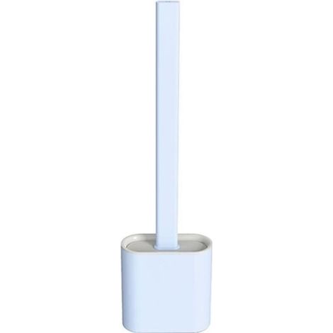 Silikon-WC-Bürste, ideal für Ecken und kleine Nischen, mit blauem Halter (1/3)